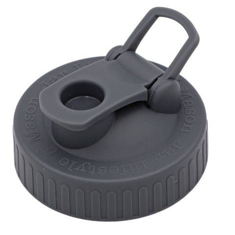 Regular Mouth Pour & Store Shaker Lid with Carry Loop: Charcoal Gray - Mason Jar Lifestyle
