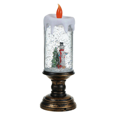 Christmas Musical Snow Globe Candlestick Lantern with Snowman Scene for Christmas Decoration - SINT