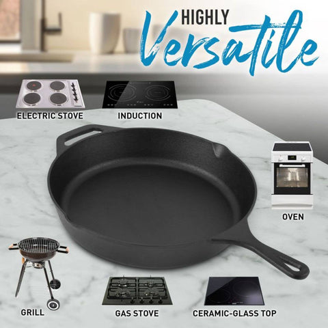 Pre-Seasoned Cast Iron Skillet, 12.5 Inch - Zulay Kitchen