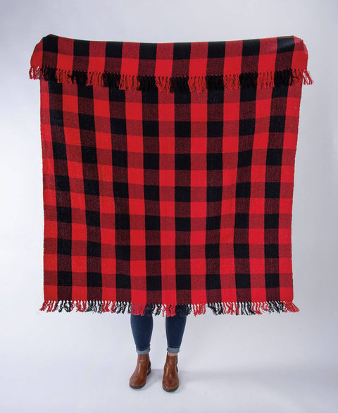 Red And Black Buffalo Check Throw Blanket - Primitives by Kathy