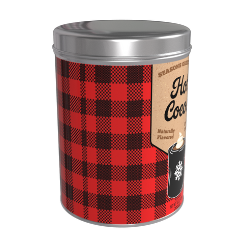 Season's Greetings Red Plaid Chocolate Hot Cocoa, 16oz Round Tin - McSteven's