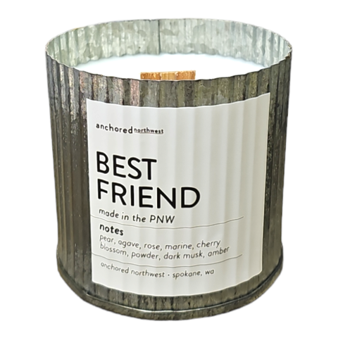 Best Friend Rustic Vintage Farmhouse Wood Wick Candle: 10oz - Anchored Northwest