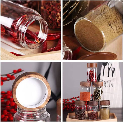 Spice Jar with Sifter, 4 oz (120 ml), Round Glass, Bamboo lid - Aleta Farms