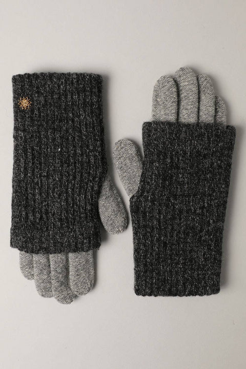 Grey Winter Wool Blend Double Layer Knitted Gloves: One Size - Fashion City