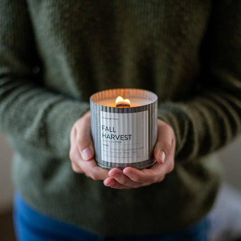 Fall Harvest Rustic Vintage Farmhouse Wood Wick Candle: 10oz - Anchored Northwest