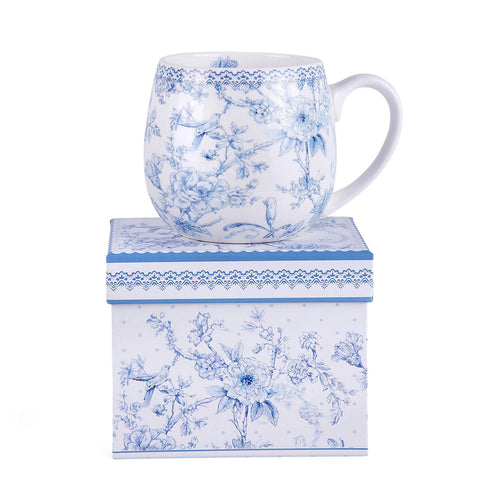 Blue Flowers Bone China Big Belly Mug, 14.54 fl oz, in Gift Box