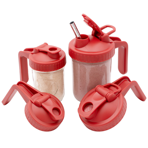 Pour & Store Pitcher Lid with Handle for Mason Jars: Brick red, Wide mouth - Mason Jar Lifestyle