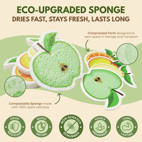 12 Pack Dish Sponges, Biodegradable Sponge for Eco Cleaning - AIRNEX