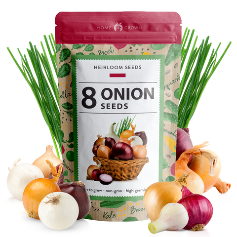 8 Onion Seeds Variety Pack - Heirloom, Non GMO - Homegrown Garden