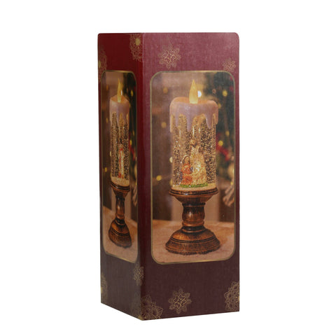 Christmas Musical Snow Globe Candlestick Lantern with Snowman Scene for Christmas Decoration - SINT
