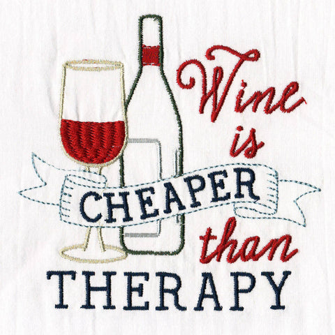 Aunt Martha's® Dirty Laundry Tea Towel - Wine Is Cheaper - Colonial Patterns, Inc.