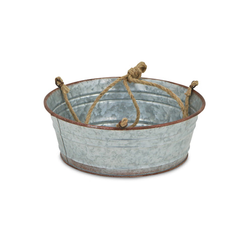 Inara Round Galvanized Hanging Metal Planter: Large - Cheungs Home Decor