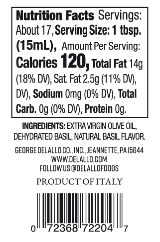 Basil Flavored Dipping Oil 8.5oz - Delallo
