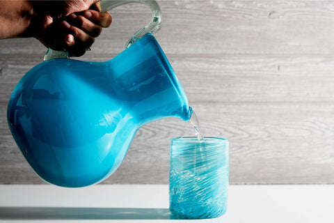Mexican Handblown Glasses - Aqua, Set of 4 - Verve Culture