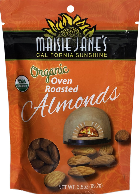 Organic Oven Roasted Almonds, 3.5oz Reclosable Pouch - Maisie Jane’s