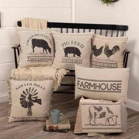 Sawyer Mill Charcoal Farmhouse Pillow, 14x22 in - VHC Brands