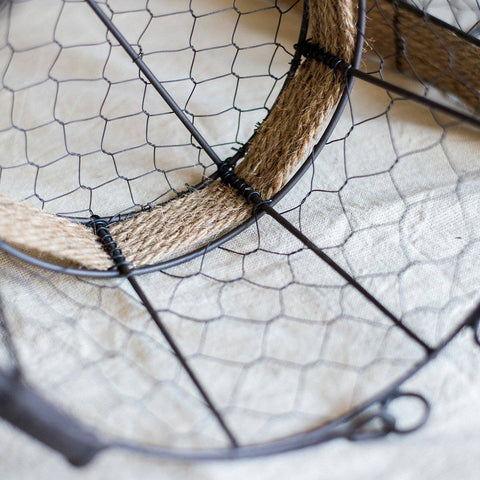 Wire Carry Basket With Hemp Rope Bottom Round: Small - Rustic Reach