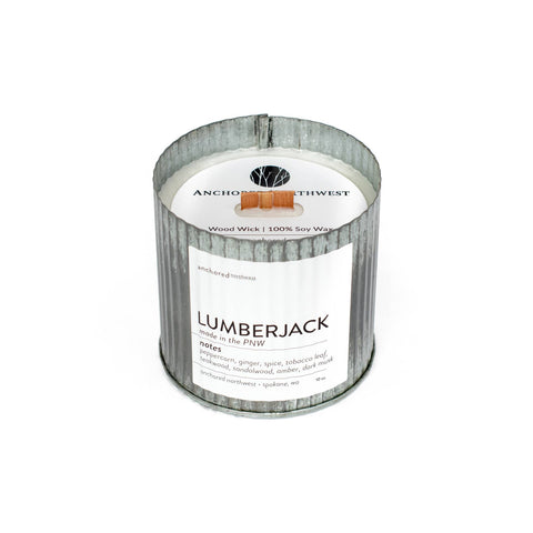 Lumberjack Rustic Vintage Farmhouse Wood Wick Candle: 10oz - Anchored Northwest