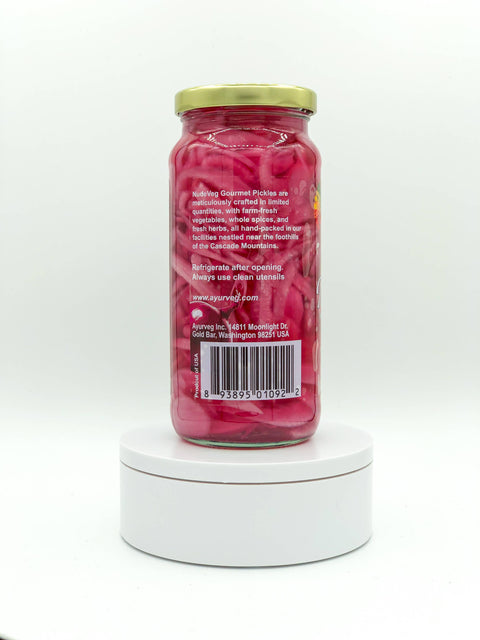 Spicy Pickled Red Onions, 16 oz Handcrafted - Ayurveg