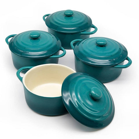 Mini Casserole Dishes & Lids - Set of 4: Stone Ombre, Ceramic, 12 oz - Kook