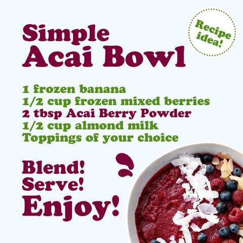 Organic Acai Berry Powder –Non-GMO, Kosher, Raw, Freeze-Dried: 0.25 Pound - Food To Live