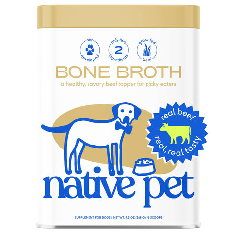 Beef Bone Broth Powder, Grain-Free Food Topper for Dogs: 4.75oz - Native Pet
