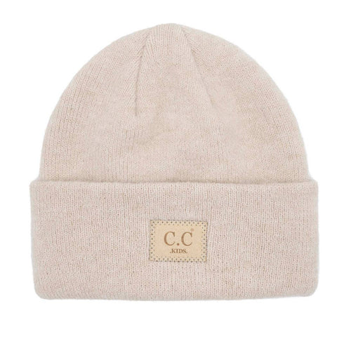 Pink Kids Suede Patch Heather Classic Beanie - Kids - One Size - Fashion City