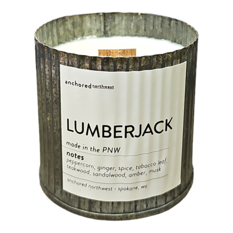 Lumberjack Rustic Vintage Farmhouse Wood Wick Candle: 10oz - Anchored Northwest