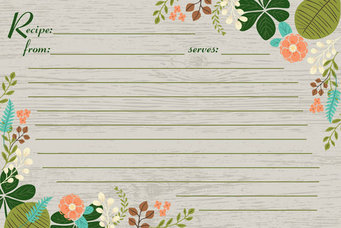 Vintage Flowers Recipe Cards, 25 4"x6" - Meadowsweet Kitchens