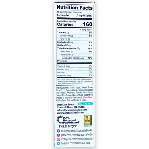 Chocolate Cake Mix, 26 oz, Gluten Free - Namaste Foods