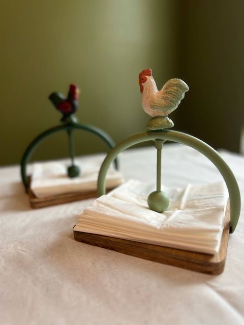 Iron Rooster Napkin Holder, Green - Vagabond Vintage