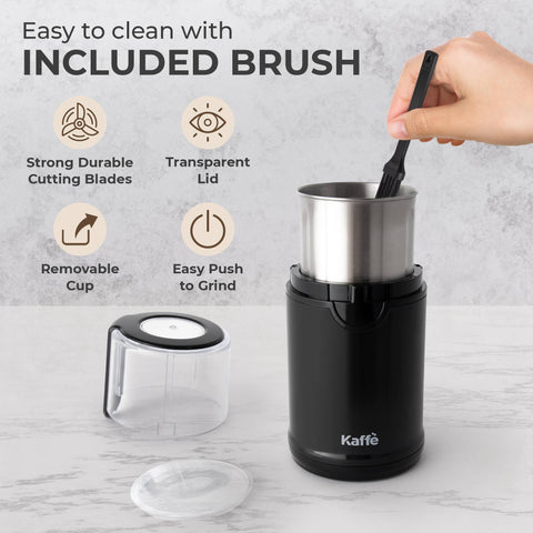 Electric Blade Coffee Grinder w/ Removable Cup, 4.5oz, Black - Kaffe
