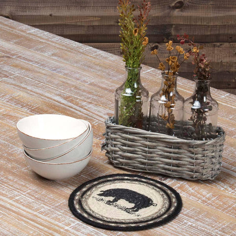 Sawyer Mill Charcoal Pig Jute Trivet, 8 in - VHC Brands