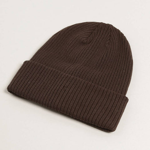 Dark Brown Unisex Cotton Knitted Beanies: One Size - Fashion City