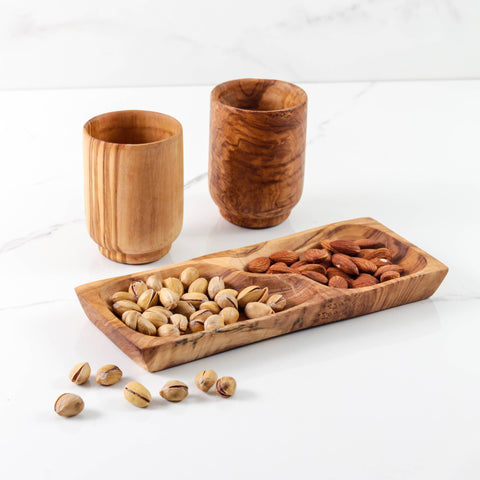 Olive Wood Divided Serving Platter, 9" - ArtisRaw