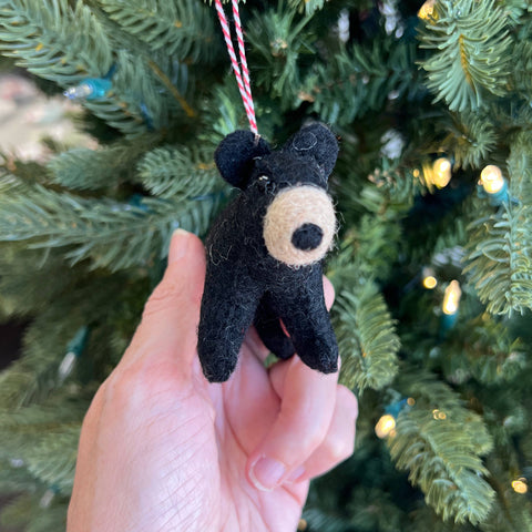 Black Bear Felt Wool Christmas Ornament - Ornaments 4 Orphans