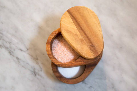 Ironwood Swivel Salt Box, Acacia, 4" x 5" x 3.75" - Fox Run Brands