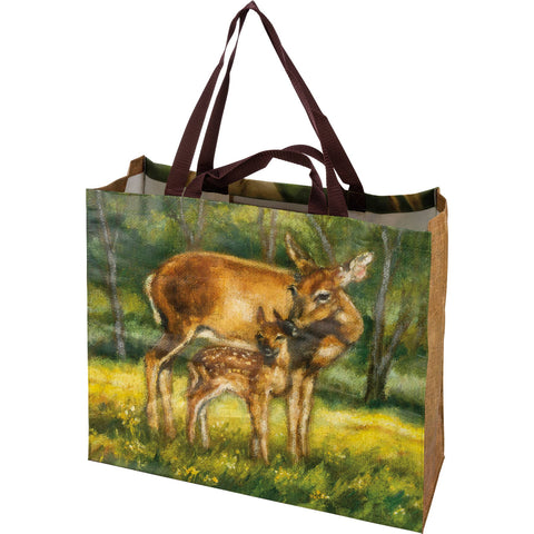 Deer/ Moose Woodland Shopping Tote, 19.5"x17.5"x7" - Primitives by Kathy