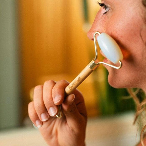 Bamboo Facial Massage Roller, Rose Quartz - Bamboo Switch