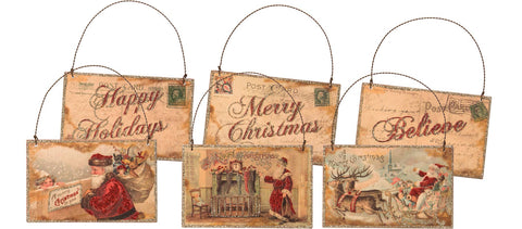 Postcard Santa Ornament Set - Primitives by Kathy