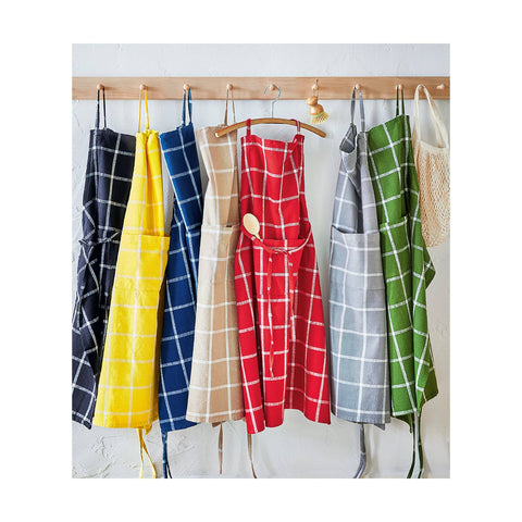 Classic Check Slub Apron, Foliage - tag