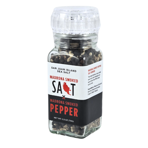 Madrona Smoked Organic Pepper Salt Grinder, 2.5 oz - San Juan Island Sea Salt