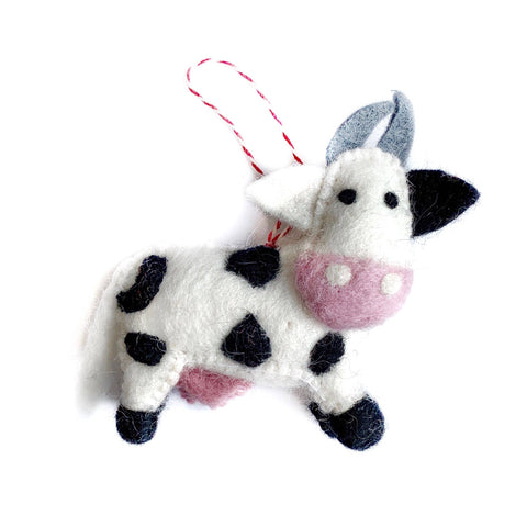 Cow Felt Wool Christmas Ornament - Ornaments 4 Orphans