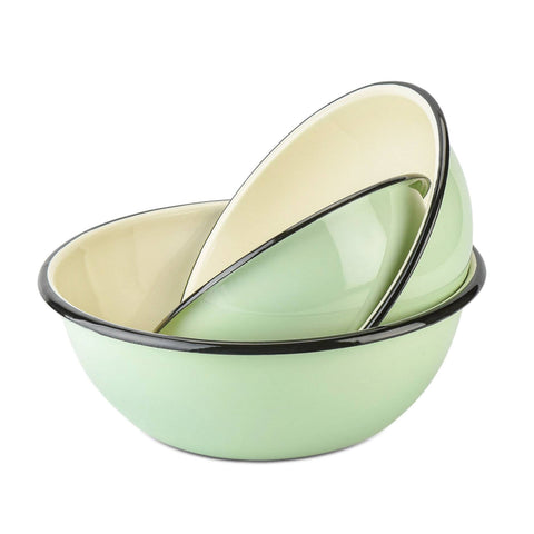Mint Сoolness Enamel Steel Bowl, Set of 3 (1.6, 2.7, 4.2 qt) - STP