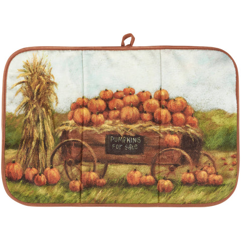 Pumpkin Wagon Dish Drying Mat, 21"x14" - Primitives by Kathy