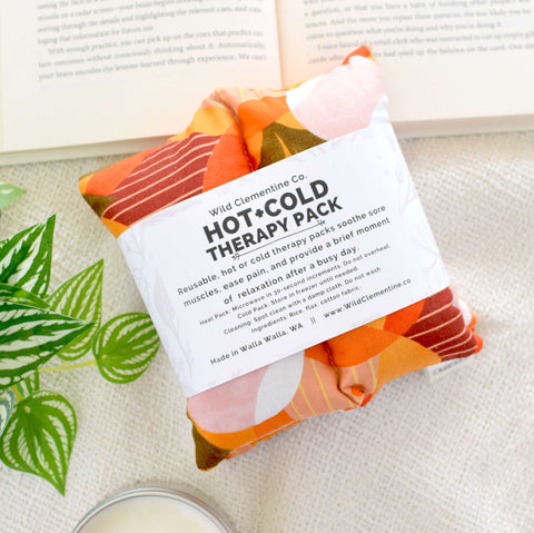 Heating Pad Neck Wrap, Hot + Cold Flaxseed, Tropical Sunset - Wild Clementine Co.