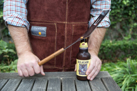 Outset Brown Leather Grill Apron, One Size, 27" x 30" - Fox Run Brands