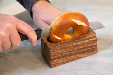 Ironwood Bagel Miter, Acacia Wood, 7" x 5.5" x 2.5" - Fox Run Brands