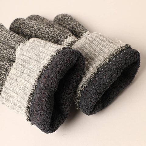 Black Charcoal Men's Premium Wool Blend Knitted Winter Gloves: One Size - Fashion City