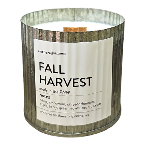 Fall Harvest Rustic Vintage Farmhouse Wood Wick Candle: 10oz - Anchored Northwest